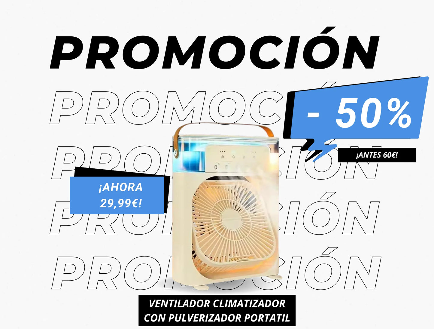 Ventilador Climatizador con Pulverizador Portátil