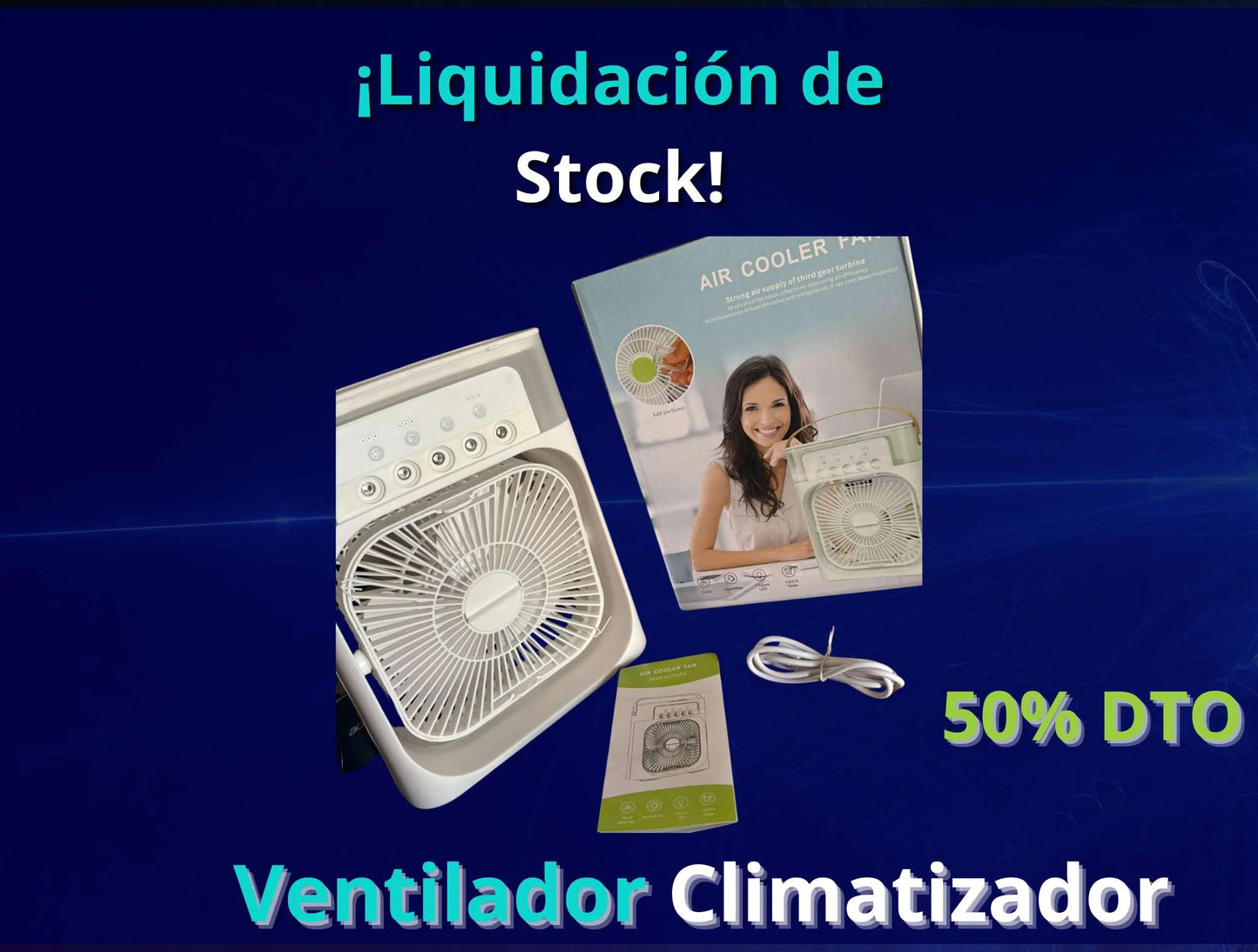 Ventilador Climatizador con Pulverizador Portátil